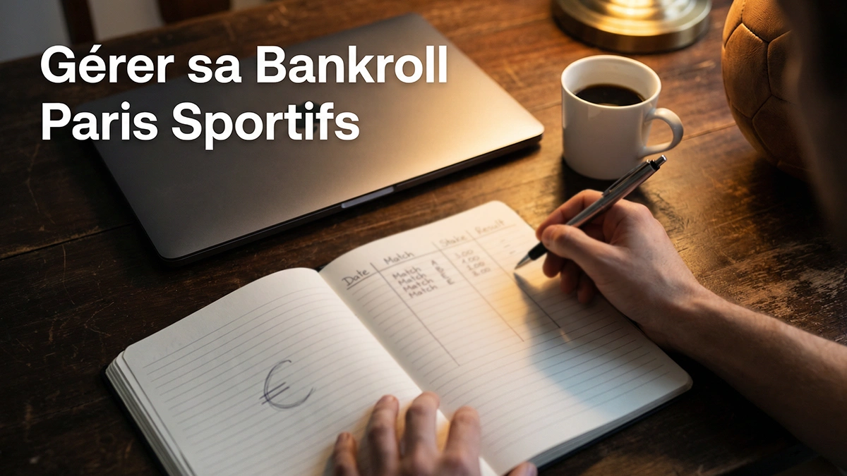 Gestion de bankroll paris sportifs : carnet de suivi des mises posé sur un bureau